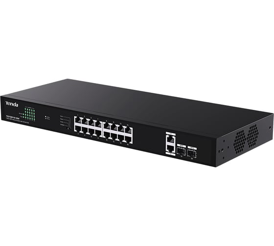 Коммутатор неуправляемый PoE Tenda TEG1120P-16-150W 18 портов, 18x1 Гбит/с, PoE 16x30 Вт (до 150Вт), SFP 2x1 Гбит/с, установка в стойку 10000146934