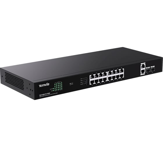 Коммутатор неуправляемый PoE Tenda TEG1120P-16-150W 18 портов, 18x1 Гбит/с, PoE 16x30 Вт (до 150Вт), SFP 2x1 Гбит/с, установка в стойку 10000146934