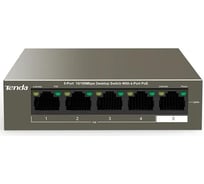 Коммутатор Tenda TEF1105P-4-38W неуправляемый PoE, 5 портов, 5x100 Мбит/с, PoE 4x15 Вт (до 35 Вт), настольный 10000090493