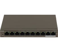 Коммутатор Tenda TEF1110P-8-102W неуправляемый PoE, 10 портов, 10x100 Мбит/с, 2x1 Гбит/с, PoE 8x99 Вт, настольный 10000091800