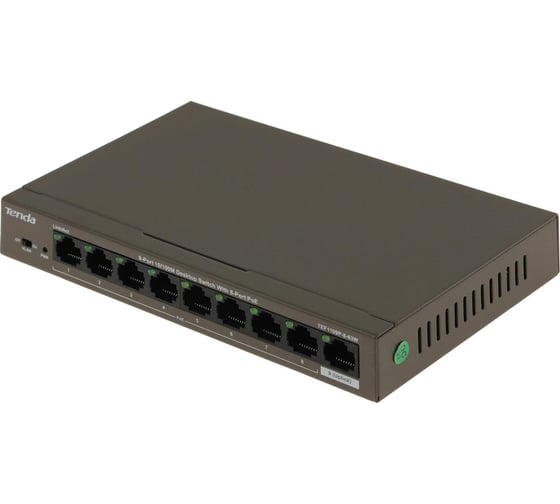Коммутатор Tenda TEF1109P-8-63W неуправляемый PoE, 9 портов, 9x100 Мбит/с, PoE 8x58 Вт, настольный 10000111807
