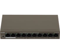 Коммутатор Tenda TEF1110P-8-63W неуправляемый PoE, 10 портов, 10x100 Мбит/с, PoE 8x30 Вт, 2хUplink, настольный 10000090495