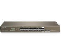 Коммутатор Tenda TEG1024F неуправляемый, 24 порта, 24x1 Гбит/с, RJ-45/SFP 2x1 Гбит/с, установка в стойку, металлический корпус 10000105693