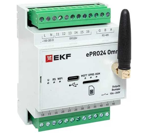 Контроллер удаленного управления EKF 6вх/4вых Wi-Fi GSM 230 В ePRO24 Omni ePRO24-6-4-WG-OMNI