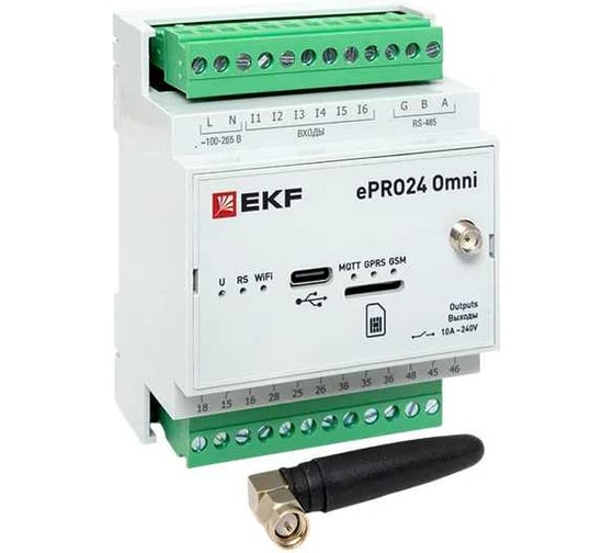 Контроллер удаленного управления EKF 6вх/4вых Wi-Fi GSM 230 В ePRO24 Omni ePRO24-6-4-WG-OMNI