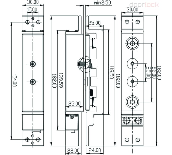 Электромагнитный замок сдвиговый DOORLOCK EMS-120, DC12/24В, усилие удержания 1200кгс 78030