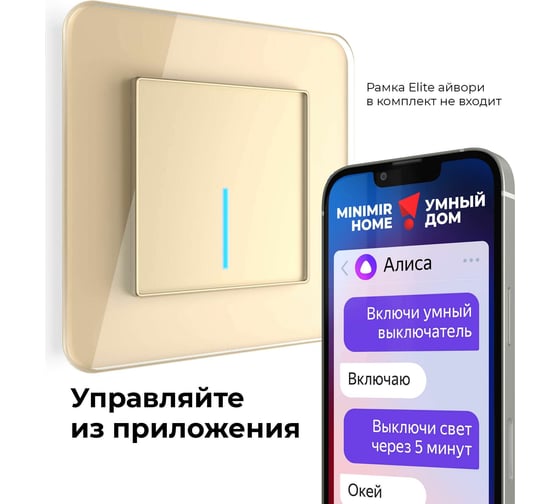 Умный сенсорный 1-клавишный выключатель WERKEL W4510611 шампань a048328