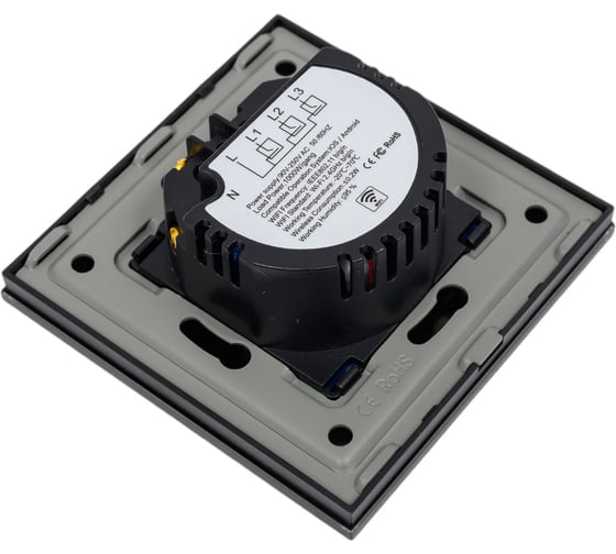 Умный двухклавишный выключатель Sibling черный Powerlight-WS2B 00-00003239