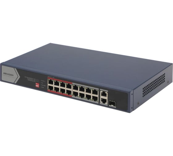 Коммутатор HIKVISION DS-3E0318P-E/M(C) 17x100Мбит/с 1SFP 16PoE+ 135W неуправляемый 1074289