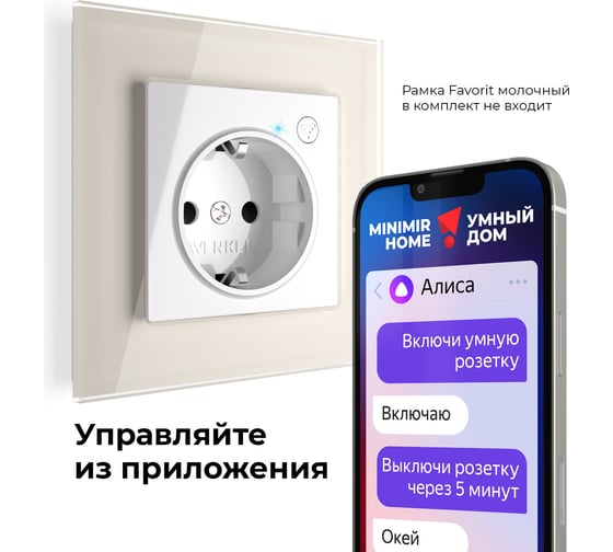 Умная встраиваемая розетка  WERKEL с заземлением, с защитными шторками, белый a056417