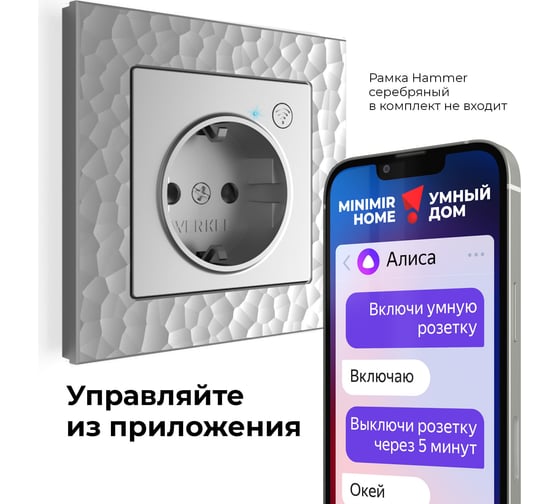 Умная встраиваемая розетка WERKEL с заземлением, с защитными шторками, серебряный a056420