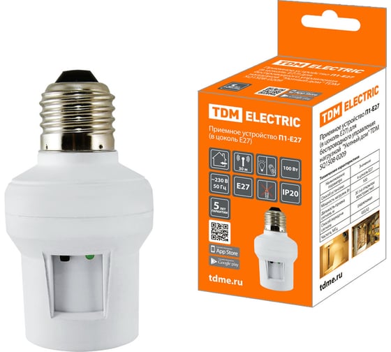 Приемное устройство TDM ELECTRIC П1-Е27 в цоколь Е27 для беспроводного управления нагрузкой SQ1508-0209