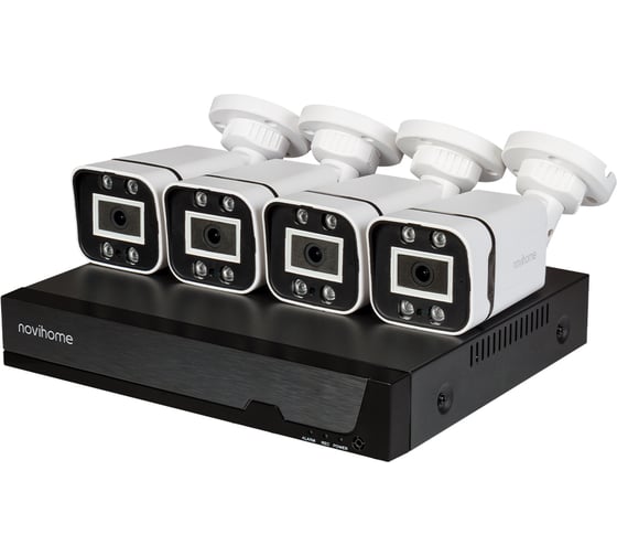 AHD комплект видеорегистратора и 4х видеокамер Novihome POLLUX 4-2 v, 1080P, запись 4 канала 1080N, объектив фиксированный 3.6мм 4524 1