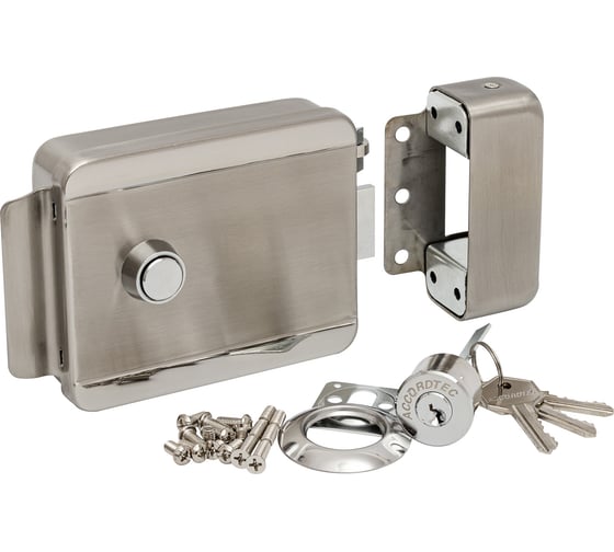 Электромеханический накладной замок ACCORDTEC AT-EL101A универсальный, цилиндр снаружи, кнопка 1