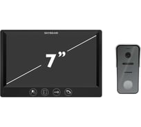 Комплект видеодомофона Skybeam из 7 дюймового монитора с сенс кнопками и вызывной панели, черный (94712HA+94208-1080PB 94712HA+94208-1080PBL