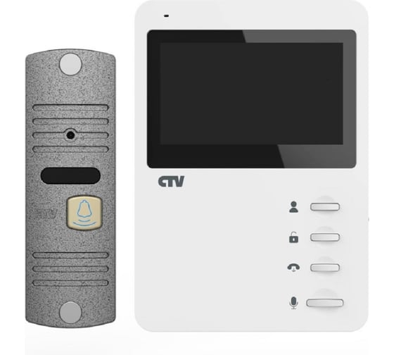 Комплект видеодомофона CTV -DP1400N (белый+серебро) 4,3 4100199
