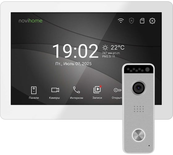 Комплект видеодомофона и вызывной панели Novihome RENDER 10 FHD WIFI KIT WHITE c переадресацией на смартфон, 10.1 Full HD видеодомофона, вызывная панель FullHD 4072