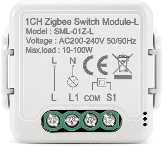 Умный выключатель SmartButler 1 канал (Zigbee, 230В, 0,5A, без нейтрали) SB020300
