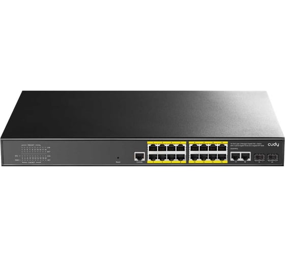 Управляемый коммутатор Cudy GS2018PS2-200W 2-го уровня с 16 гигабитными портами, 2 гигабитными портами Uplink, 2 портами SFP и поддержкой PoE+ (200 Вт) 10000152547