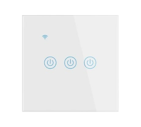 Умный встраиваемый выключатель GEOZON WS-03 3 линии, Wi-Fi, безнулевой вход, white GSH-SСW03