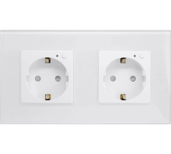 Умная встраиваемая двойная розетка GEOZON WP-02 Wi-Fi, AC100-250В, 16А, 50-60Гц, 3200Вт, white GSH-SSW02