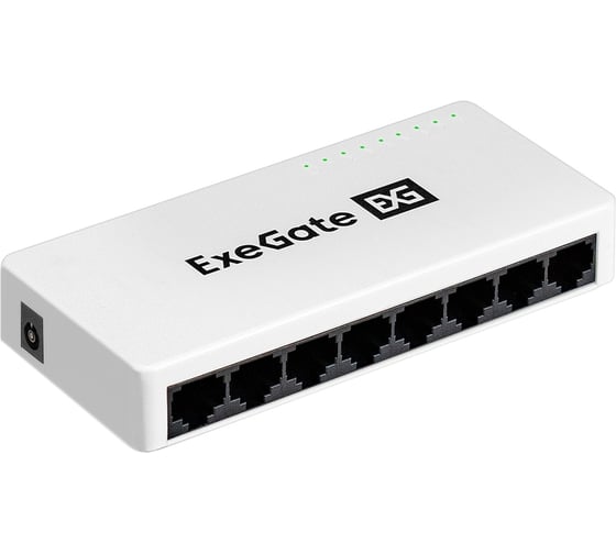 Коммутатор неуправляемый ExeGate EDES-1008C 8-портовый UTP 10/100Mbps, с функцией энергосбережения Green Ethernet Technology, настольный/настенный 298686