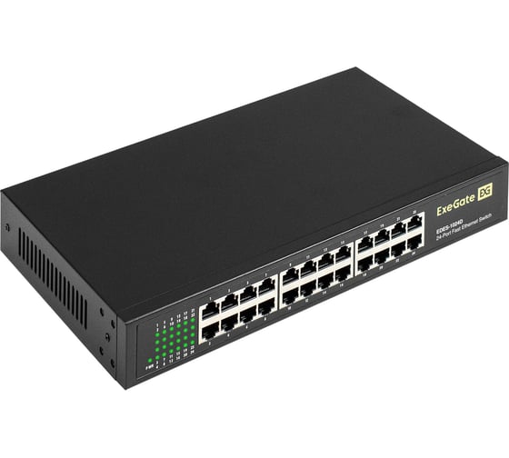 Коммутатор неуправляемый ExeGate EDES-1024D 24-портовый UTP 10/100Mbps, металлический корпус, с возможностью установки в стойку 298692