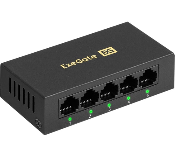 Коммутатор неуправляемый ExeGate EDES-1005D 5-портовый UTP 10/100Mbps, металлический корпус, с функцией энергосбережения EEE, настольный/настенный 298689