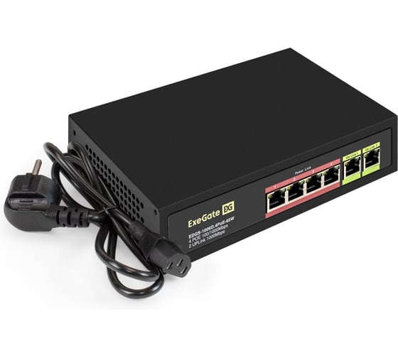 Коммутатор неуправляемый ExeGate EDGS-1006D.4PoE-65W 6-портовый гигабитный UTP 10/100/1000 Base-T: 4 порта IEEE 802.3af PoE 299022