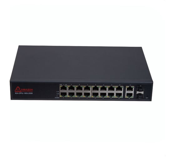 Управляемый PoE коммутатор АМАДОН, 16 портов PoE, 2 SFP, L2+. KA-CPU-16GE2GS