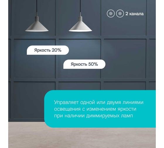 Умный встраиваемый выключатель-диммер Ujin WiFi двухклавишный, работает с Алисой, голосовое управление ED-10000-0