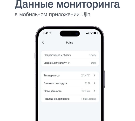 Умный датчик мультисенсор 4-в-1 Ujin WiFi/BLE работает с Алисой, голосовое управление M-10000-0