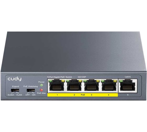 Коммутатор с 5 гигабитными портами Cudy GS105P (4 порта PoE+) 10000153083