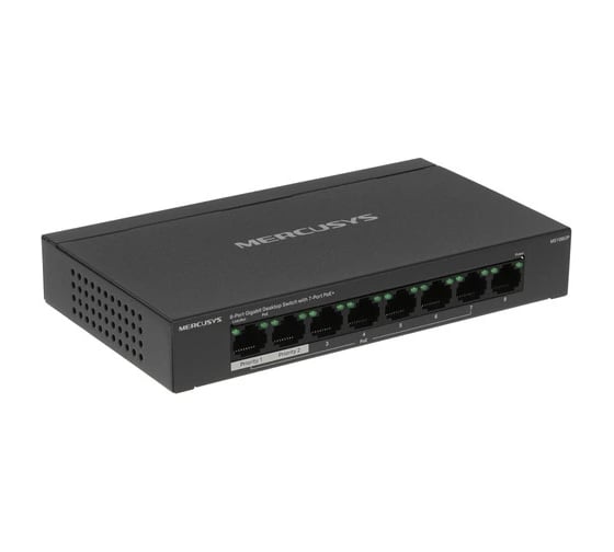 Коммутатор неуправляемый Mercusys (L2) 8x1Гбит/с 7PoE+ 65W MS108GP