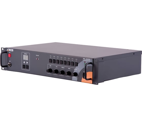 Процессор центральный системы оповещения, ГО и ЧС Roxton PS-8208 RS-485, контроль всех соединений, управление 512 зон/64 терминала/8 групп, +24 В, микшер, 1 мик./4 лин. вх., 2U 00-00025541