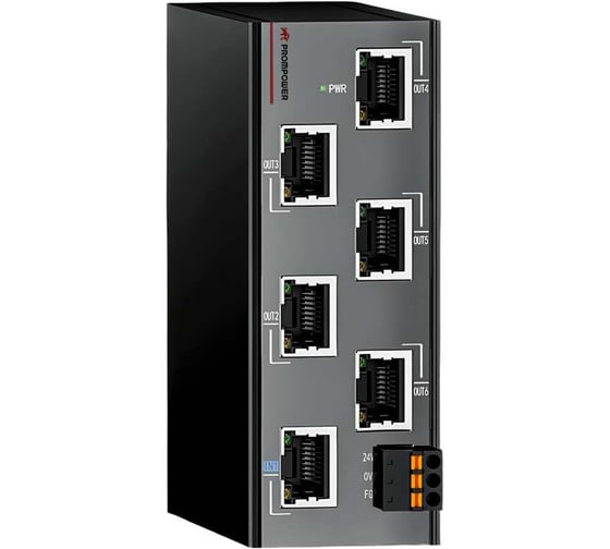 Коммутатор Prompower EtherCAT PMP-6EC, 1 канал ввода и 5 каналов вывода, EtherCAT Slave, 24VDC PMP6EC