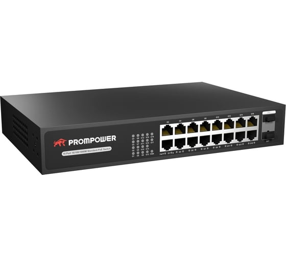 Промышленный коммутатор Prompower PPS-1G18230, 18 портов, 16*10/100/1000M RJ45 POE + 2*10/100/1000M PPS1G18230