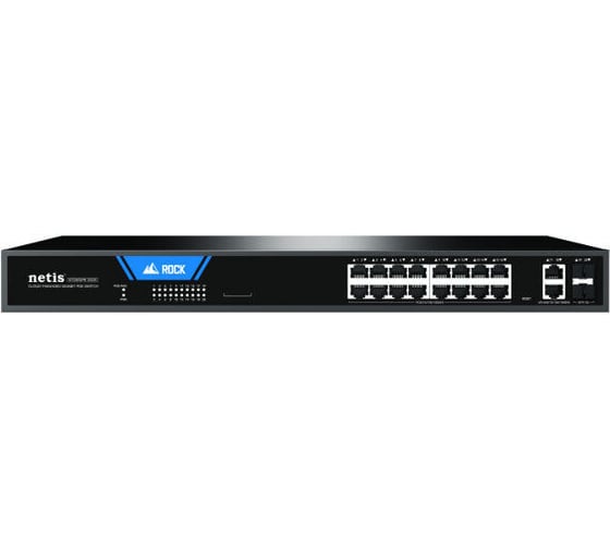 Коммутатор настраиваемый Netis ST220GPR-2G2S (L2), 16x1 Гбит/с, SFP 2x1 Гбит/с, SFP/uplink RJ-45 2x1 Гбит/с, PoE 16x30 Вт (до 225 Вт), установка в стойку 10000160617