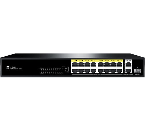 Коммутатор неуправляемый Netis P116GH PoE+, 18 портов, 16x100 Мбит/с, PoE+ 16х30 Вт (до 240Вт), Uplink RJ45 2*1 Гбит/с, SFP 1x1 Гбит/с, настольный, стальной корпус 10000131962