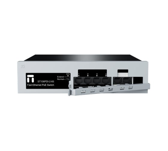 Коммутатор неуправляемый Netis ST106PDI-2-65 PoE, 4x100 Мбит/с, SFP/uplink RJ-45 2x100 Мбит/с, PoE 4x30 Вт (до 65 Вт) 10000158863