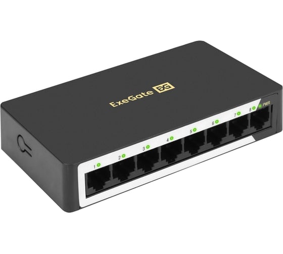 Коммутатор управляемый ExeGate L2 EDGS-2108D 8-портовый гигабитный UTP 10/100/1000 Base-T, пластиковый корпус, настольный/настенный, с функцией энергосбереже 301540