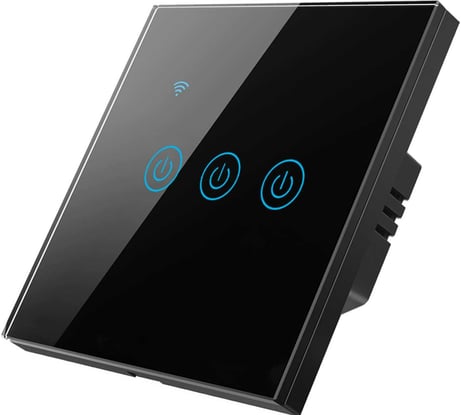 Умный трехкнопочный сенсорный выключатель Roximo черный SWSEN01-3B