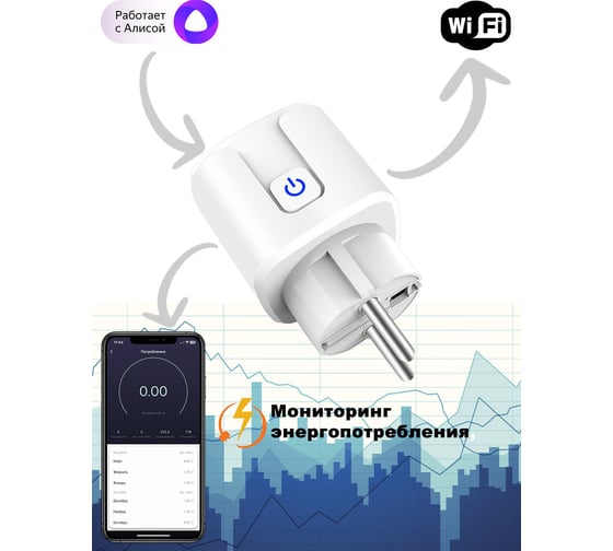 Умная розетка с мониторингом энергопотребления Roximo SCT16A001