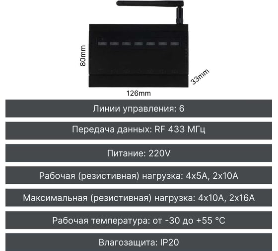 Реле GRITT 6 групп, на Din-рейку EnCore 6.0 32005