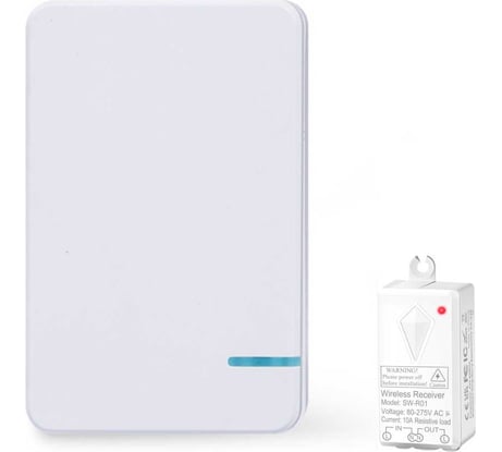 Беспроводной выключатель GRITT Practic SX 1-клавишный, белый, комплект: 1 выключатель IP67, 1 радиореле 220В 11104