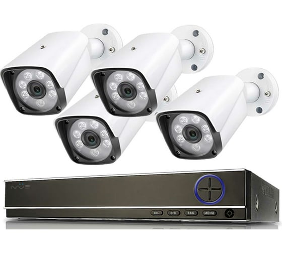 Готовый комплект видеонаблюдения IVUE IP 4MPX для улицы и дачи на 4 камеры, шт, IVUE-4MP IPC-B4