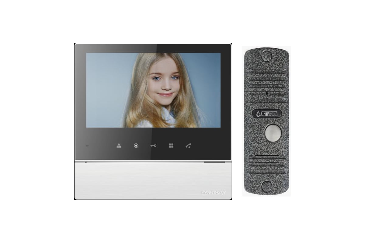 Комплект видеодомофона и вызывной панели COMMAX CDV-70H2(WhiteBlackSmog ...