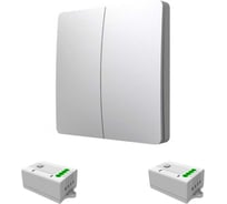 Дистанционный 2-клавишный выключатель GRITT Space серебристый комплект: 1 выключатель, 2 радиореле 1000Вт 13128