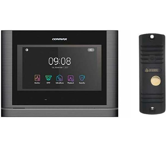 Комплект видеодомофона и вызывной панели COMMAX CDV-704MF(DarksilverBlackSmog)/AVC305B 1