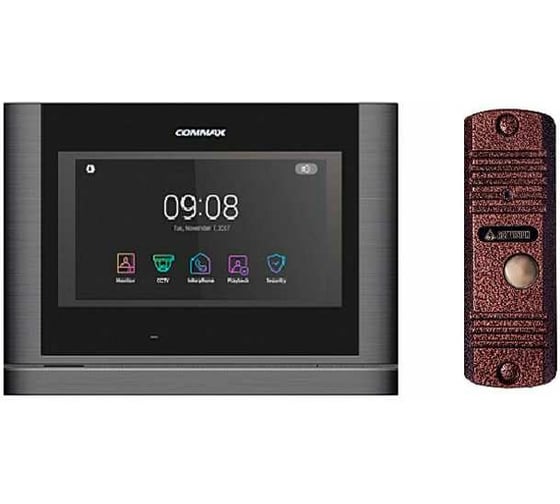 Комплект видеодомофона и вызывной панели COMMAX CDV-704MF(DarksilverBlackS)/AVC305